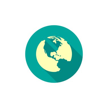 Planet earth web simgesini, anahat vektör çizim