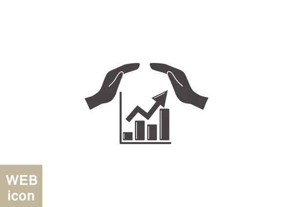 Rising graph with hands icon — Stock Vector