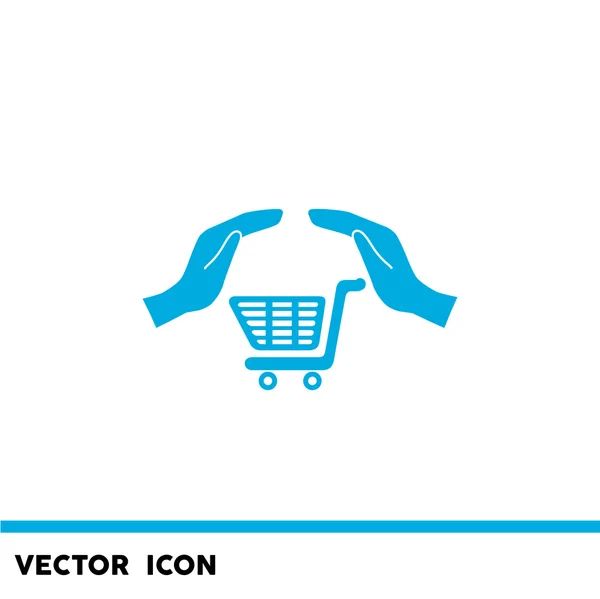 Shopping cart with hands icon — Stock Vector