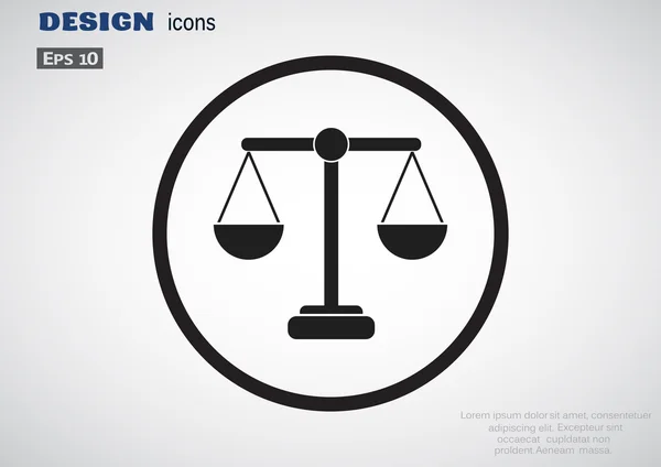 Schalen van Justitie eenvoudige web pictogram — Stockvector