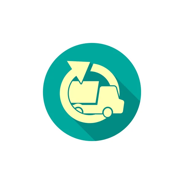 Camion simple avec flèche ronde, concept de livraison, illustration vectorielle — Image vectorielle