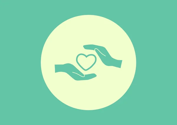 Heart in hands simple icon — Stock Vector