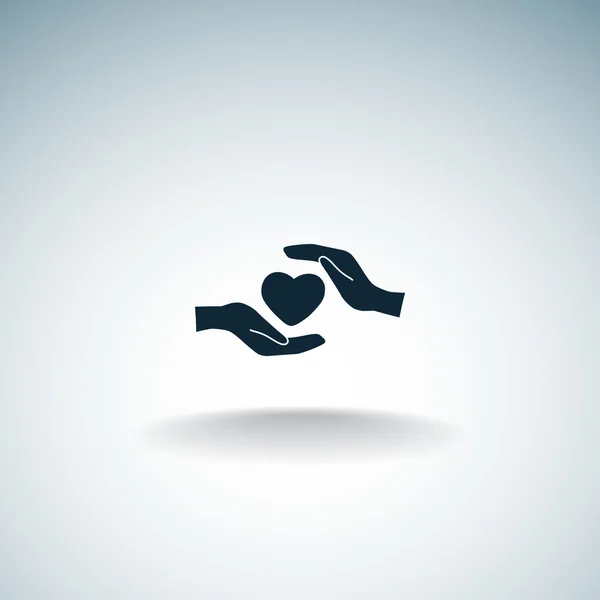 Srdce v ruce jednoduchý ikona — Stockový vektor