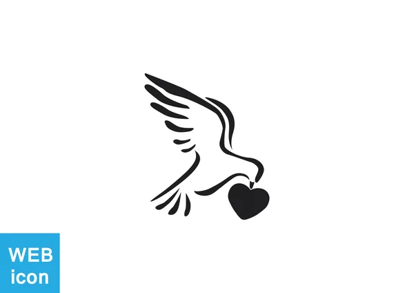 Taube mit Herz-Symbol — Stockvektor