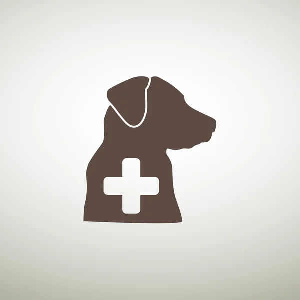 Signo con silueta de perro y cruz — Vector de stock