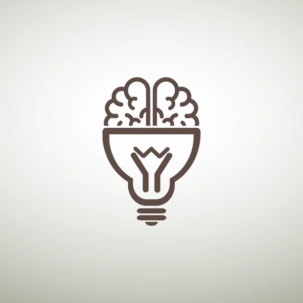 Brain with light bulb icon — Stock Vector