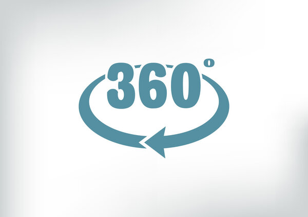 360 degreece with rounded arrow icon