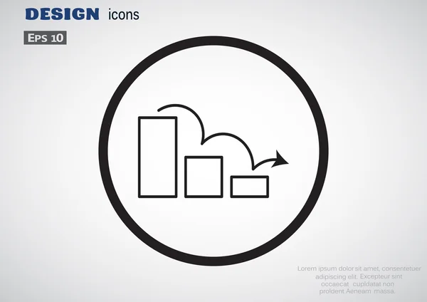 Gebogen pijl op het pictogram van de grafiek — Stockvector