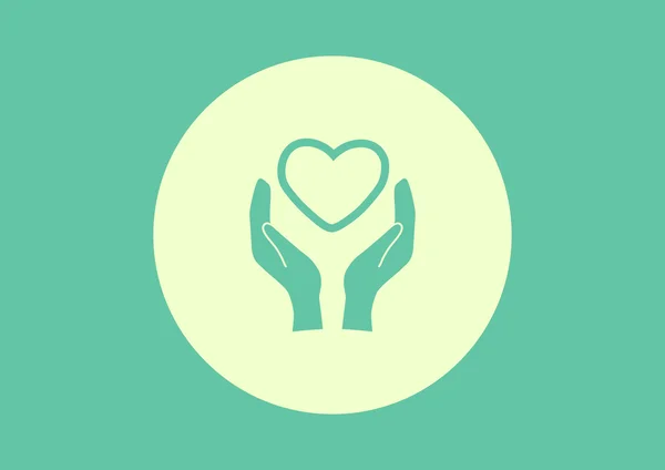 Heart in hands simple icon — Stock Vector