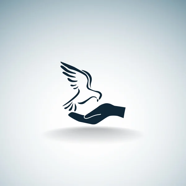 Güvercin el simgesi ile — Stok Vektör