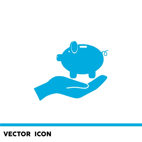 Piggy bank op pictogram van een menselijke hand — Stockvector