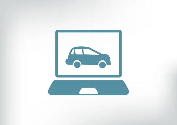 Laptop with car on screen icon — Stock Vector