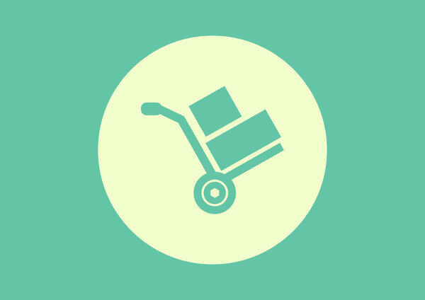 Wheelbarrow with boxes icon