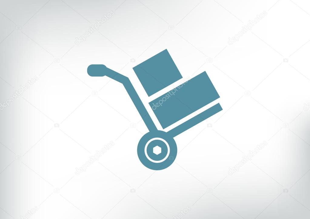 Wheelbarrow with boxes icon