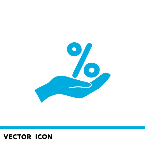 Signo porcentual en mano humana — Vector de stock