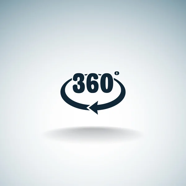 360 grados con icono de flecha redondeada — Vector de stock