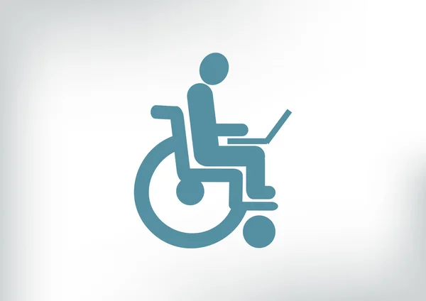 장애인 휠체어 아이콘에 노트북과 — 스톡 벡터