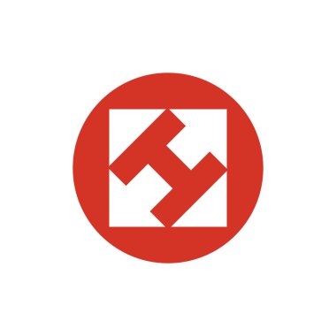 Sembol üçgenler, oklar ve H harfi, vektör logo simge ile kare