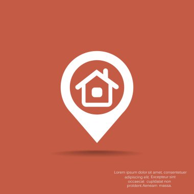 Ev konum işaretçisi basit simgesine, anahat vektör çizim