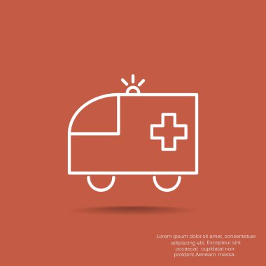 Ambulans araba web simgesi, basit vektör çizim