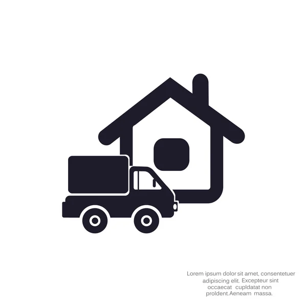 LKW in der Nähe von Haus Web-Symbol — Stockvektor