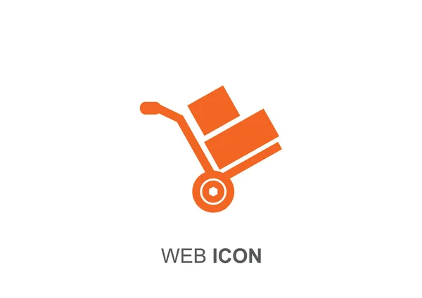 Carretilla con caja icono — Vector de stock