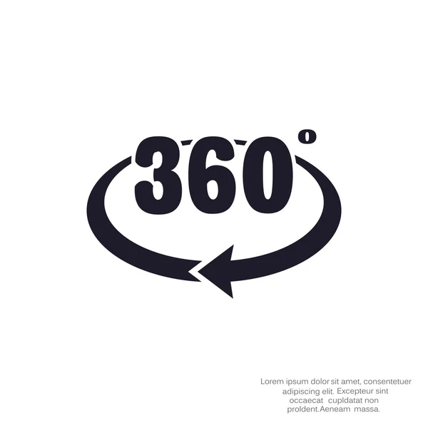 360 grados con icono de flecha redondeada — Vector de stock