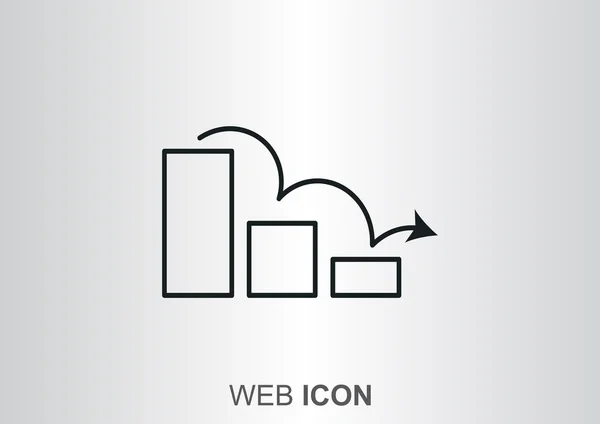 Flèche courbe sur l'icône du graphique — Image vectorielle
