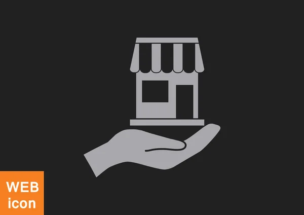 Shop auf der Hand Web-Symbol — Stockvektor