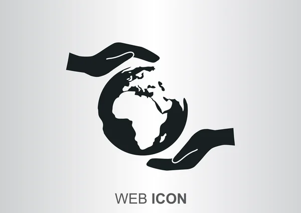 Mundo en las manos icono web — Vector de stock
