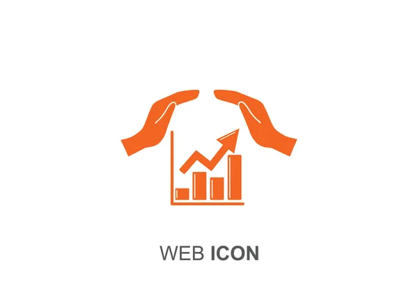 Rostoucí graf s ikonou, ruce — Stockový vektor
