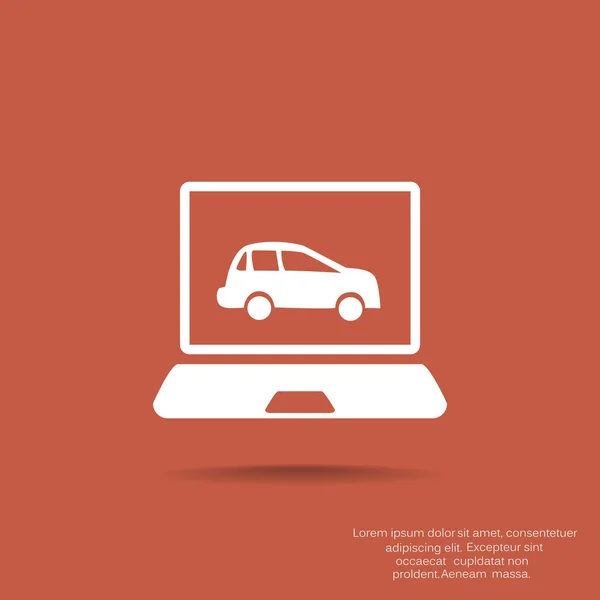 Laptop with car on screen — Stock Vector