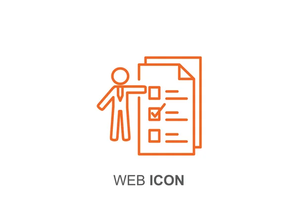 Humano com a lista de fazer ícone web — Vetor de Stock