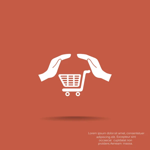 Alışveriş sepeti ile eller web simgesi — Stok Vektör