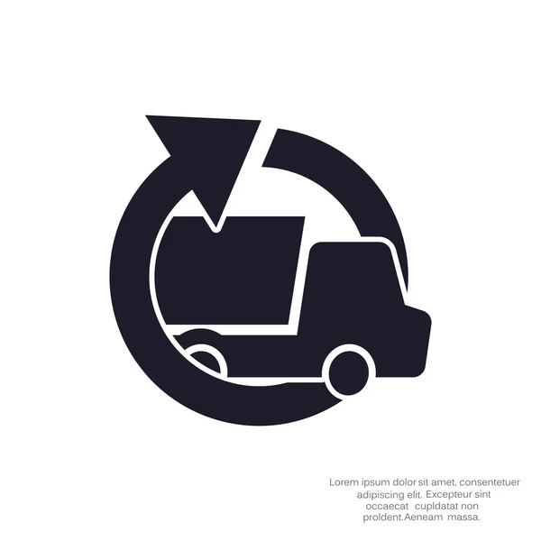 Простые грузовик с круглой стрелке, концепция доставки, векторные иллюстрации — 스톡 벡터