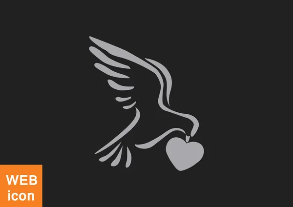Pombo com ícone de coração — Vetor de Stock