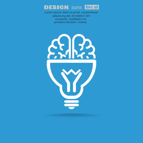 Cérebro com ícone de lâmpada, conceito de ideia, ilustração de vetor de contorno —  Vetores de Stock