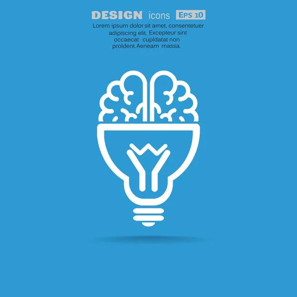 Мозг с иконкой лампочки, концепция идеи, набросок векторной иллюстрации — стоковый вектор
