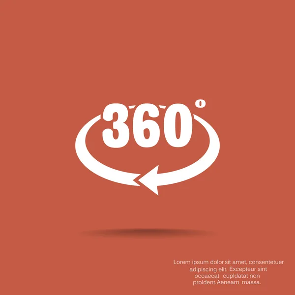 360 graus com ícone de seta arredondada — Vetor de Stock