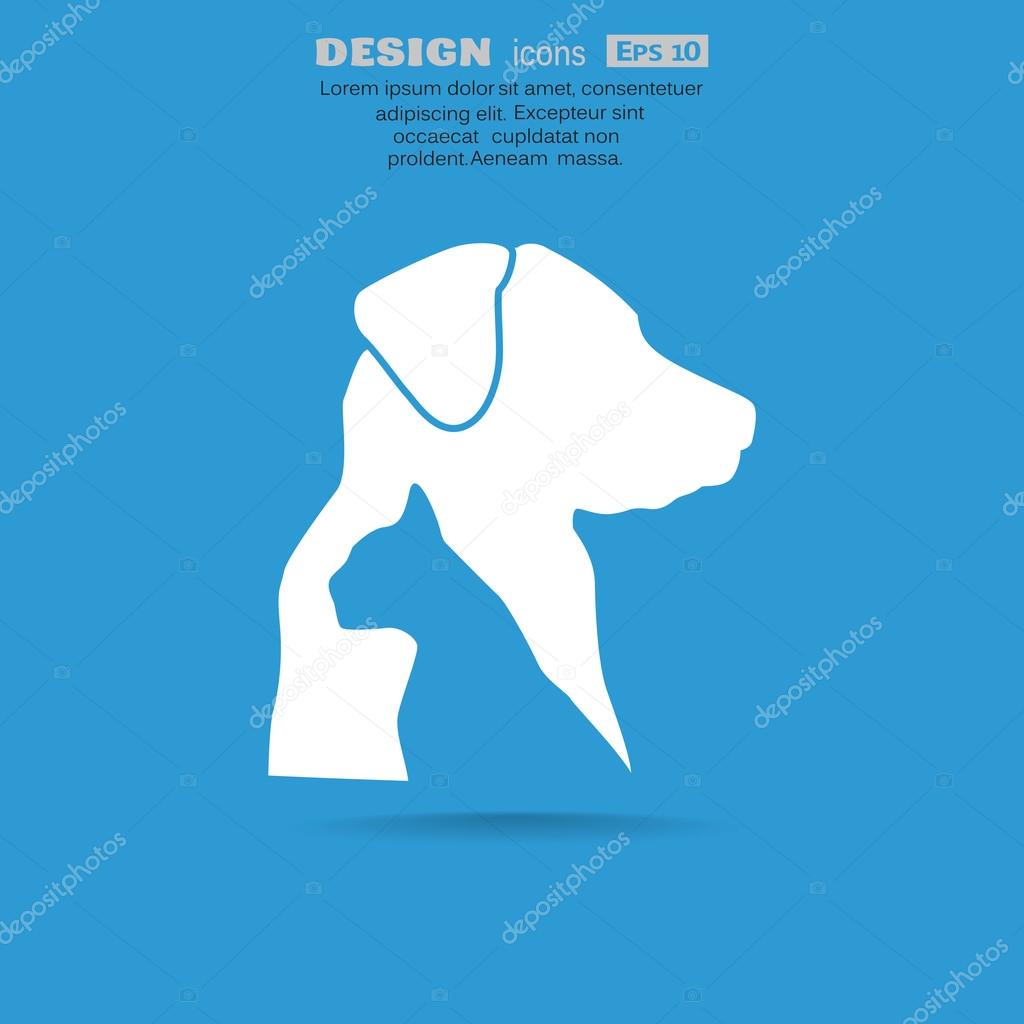 Sign with domestic pets silhouettes, veterinary logo concept