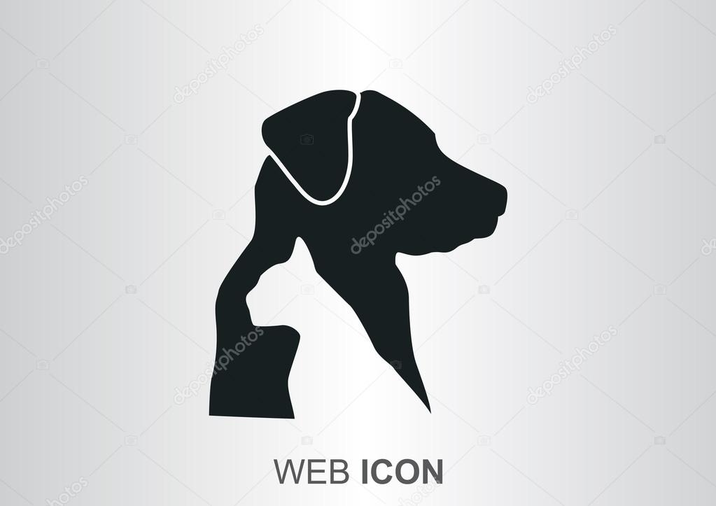 Sign with domestic pets silhouettes, veterinary logo concept