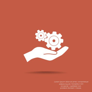 El basit simgesi, teknoloji koruma kavramı üzerinde yuvarlak Dişliler