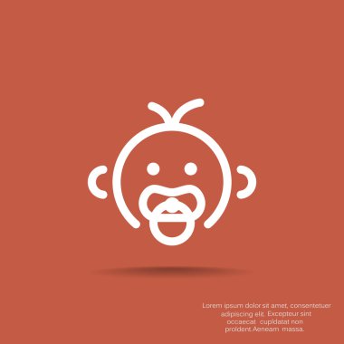 Bebek emziği ağzında, vektör çizim ile basit simgesi