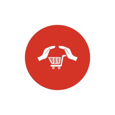 Alışveriş sepeti ile eller web simgesi