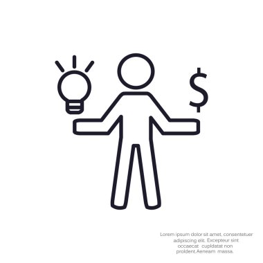 Işık ve dolar simgesi olan insan