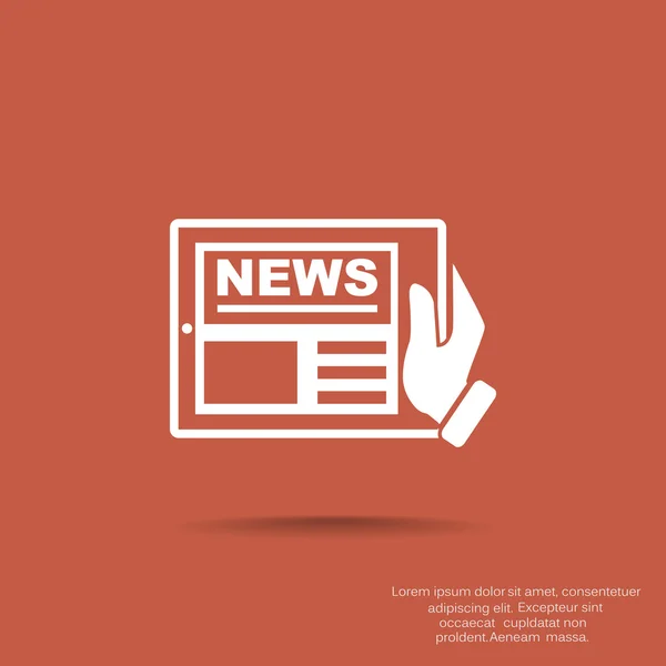 Newspaper in a hand icon — Stock Vector