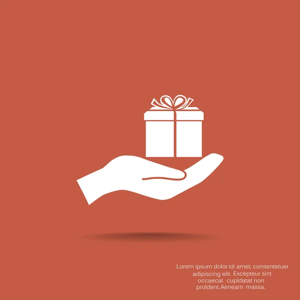 Caja de regalo en la mano icono web — Archivo Imágenes Vectoriales