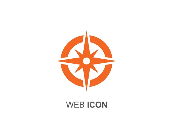 Brújula icono web con rosa de viento — Vector de stock
