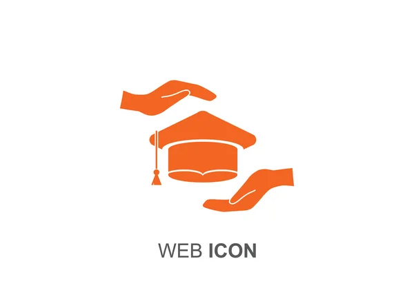Chapeau académique et icône web mains — Image vectorielle