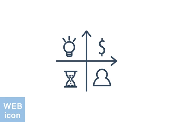 Gráfico com ícone de símbolos de negócios —  Vetores de Stock